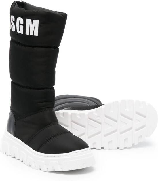 MSGM Kids logo-print knee-length boots Black