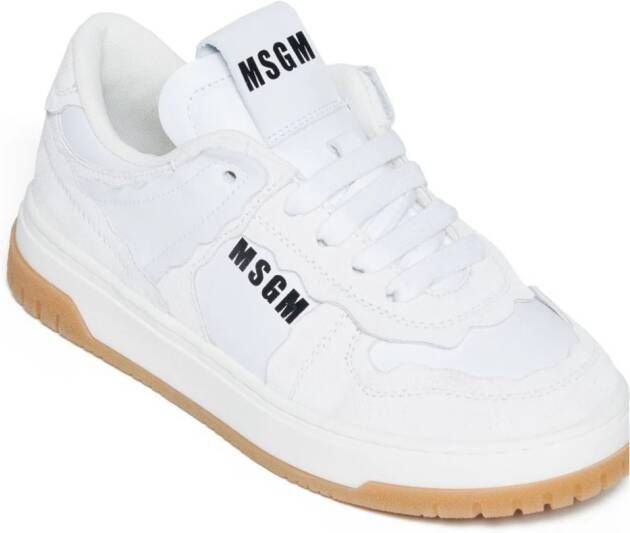 MSGM Kids logo-print leather sneakers White