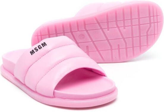 MSGM Kids logo-print quilted sandals Pink