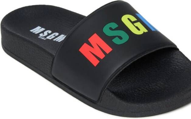 MSGM Kids logo-print slides Black