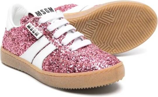 MSGM Kids Retro gliterry sneakers Pink