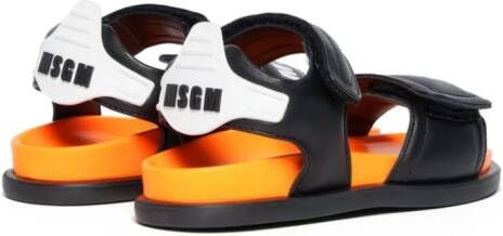 MSGM Kids touch-strap leather sandals Black