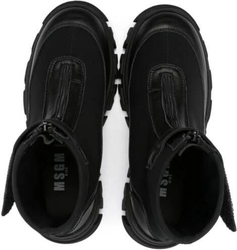 MSGM Kids zip-fastening panelled boots Black