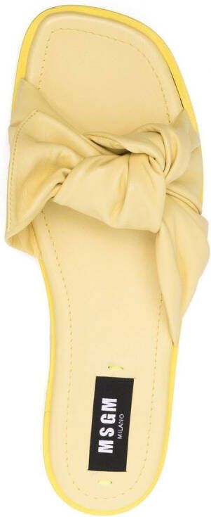 MSGM knot-detailing leather slippers Yellow
