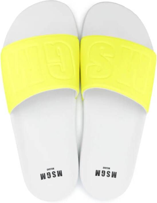 MSGM logo-embossed slides White
