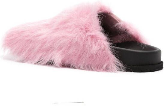 MSGM logo-patch brushed leather mules Pink