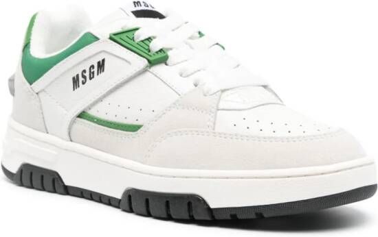 MSGM logo-print leather sneakers Neutrals