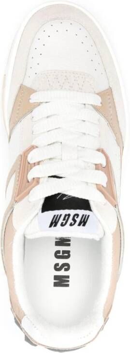 MSGM logo-print leather sneakers Neutrals