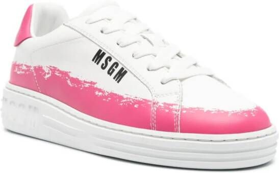 MSGM logo-print leather sneakers White