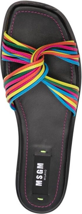 MSGM multi-straps leather slippers Yellow