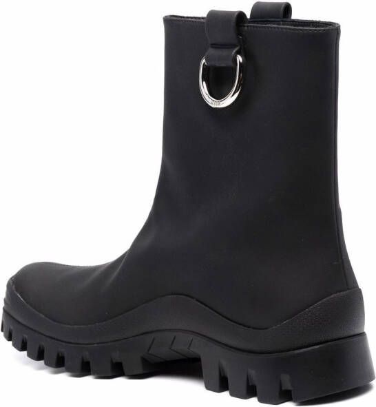 MSGM round-toe ankle leather boots Black