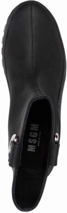 MSGM round-toe ankle leather boots Black
