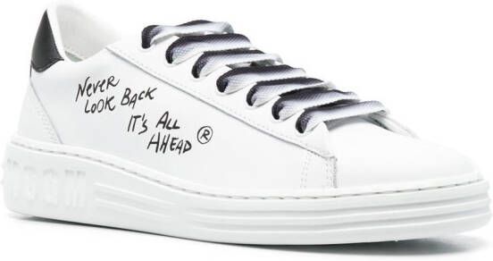 MSGM slogan-print leather sneakers White
