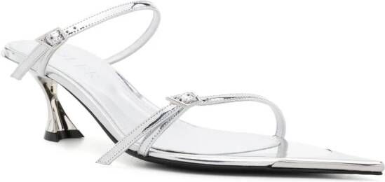 Mugler 50mm metallic leather mules Silver