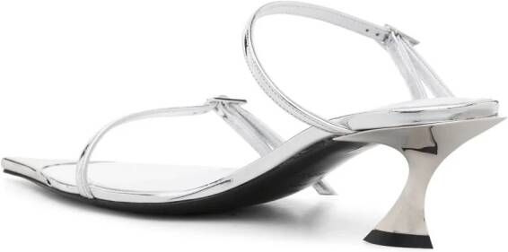 Mugler 50mm metallic leather mules Silver