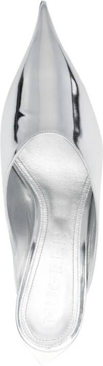 Mugler 55mm metallic leather mules Silver