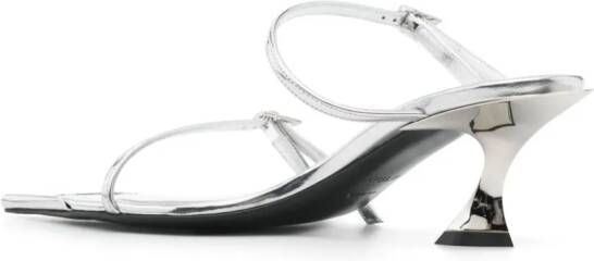 Mugler 55mm metallic leather sandals Silver