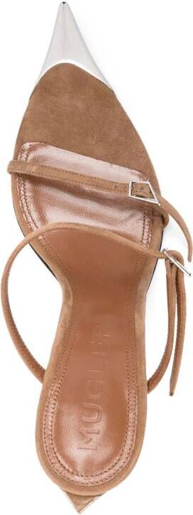 Mugler 95mm double-strap suede mules Brown