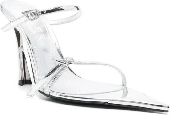 Mugler 95mm metallic leather sandals Silver