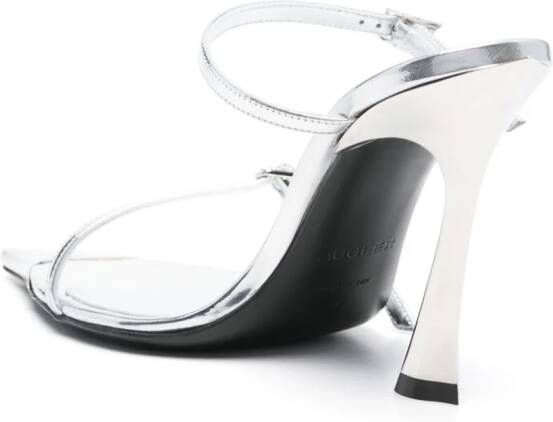 Mugler 95mm metallic leather sandals Silver