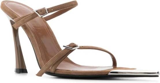 Mugler 95mm suede sandals Brown