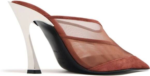 Mugler Fang 95mm mesh mules Brown