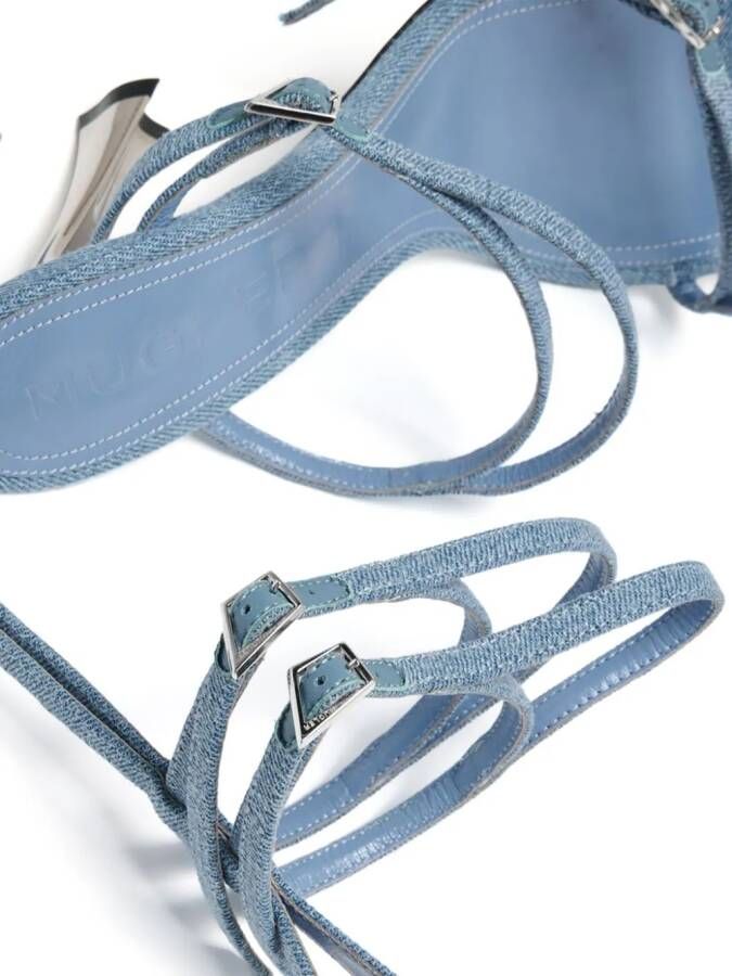 Mugler Fang 95mm strappy denim sandals Blue