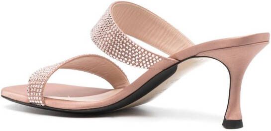 Nº21 70mm rhinestone-embellished calf-leather mules Pink