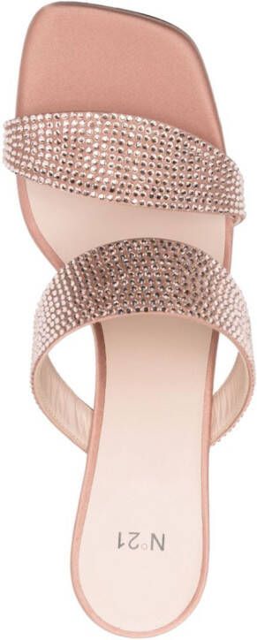 Nº21 70mm rhinestone-embellished calf-leather mules Pink