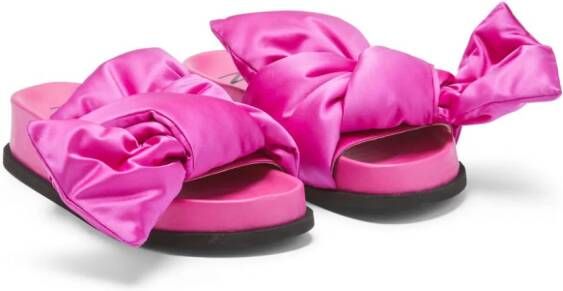 Nº21 bow silk-satin platform sandals Pink