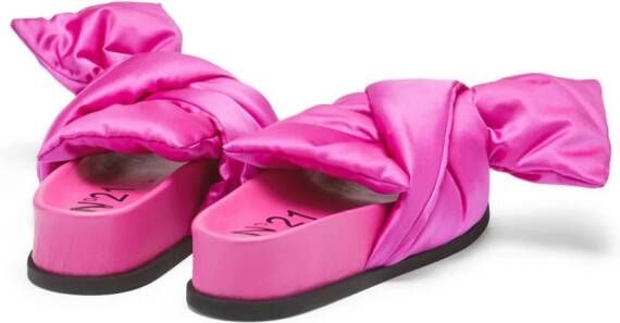 Nº21 bow silk-satin platform sandals Pink