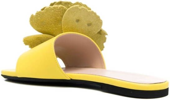 Nº21 floral-appliqué flat sandals Yellow