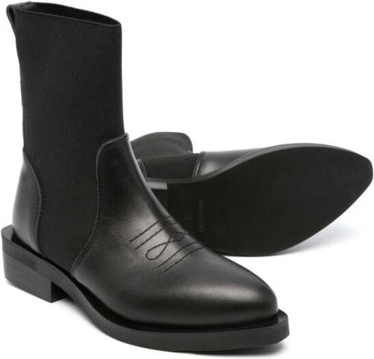 Nº21 Kids 35mm decorative-stitching leather boots Black