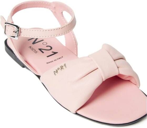 Nº21 Kids bow-strap leather sandals Pink