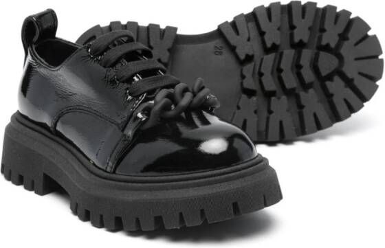 Nº21 Kids chain-link-detail patent leather loafers Black