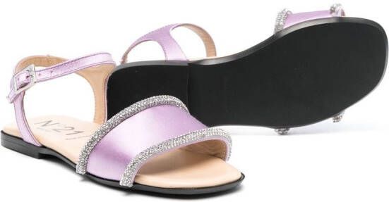 Nº21 Kids crystal embellished leather sandals Purple