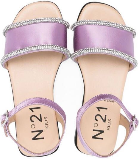 Nº21 Kids crystal embellished leather sandals Purple