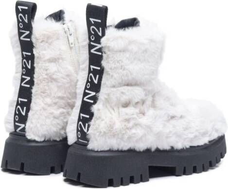 Nº21 Kids faux-fur ankle boots White