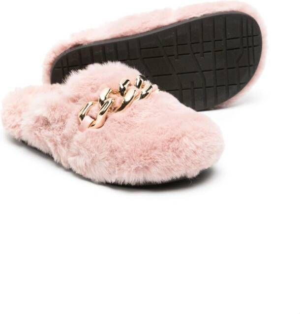 Nº21 Kids faux-fur chain-link slippers Pink