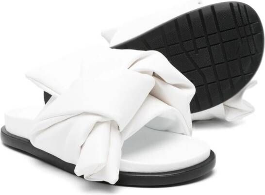 Nº21 Kids knot-detail leather sandals White