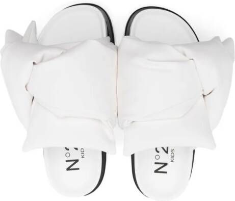 Nº21 Kids knot-detail leather sandals White