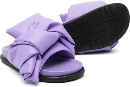 Nº21 Kids knot-detail leather slides Purple