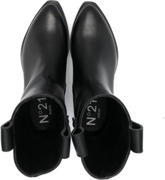 Nº21 Kids logo-plaque leather ankle boots Black