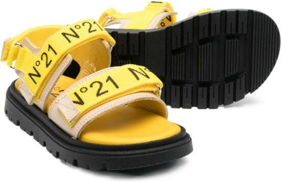 Nº21 Kids logo-print touch-strap sandals Yellow