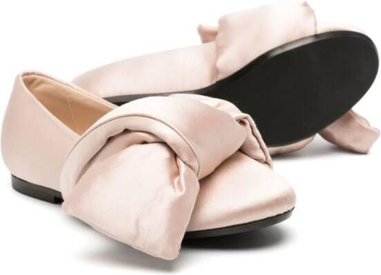 Nº21 Kids twist-detail satin ballerina shoes Neutrals