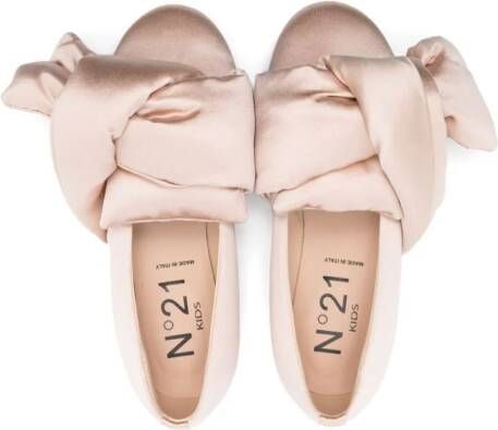 Nº21 Kids twist-detail satin ballerina shoes Neutrals