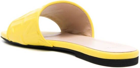Nº21 logo-embossed leather slides Yellow