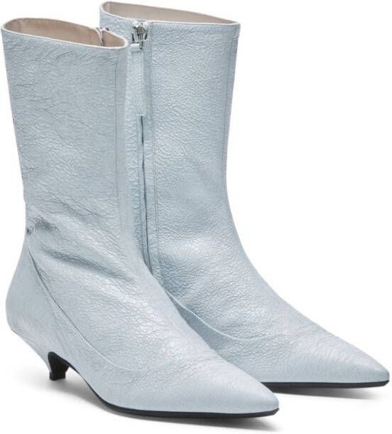 Nº21 textured-leather ankle boots White