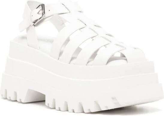 NAKED WOLFE Devil 90mm caged platform sandals White