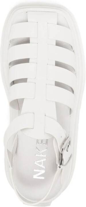 NAKED WOLFE Devil 90mm caged platform sandals White